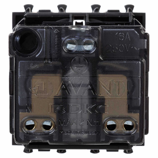 Купить DKC Розетка модульная, 2P+E, с з/ш, "Avanti", "Черный матовый", 2 модуля