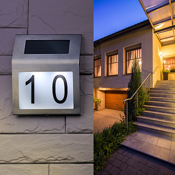 ЭРА ERAFS048-09 Номер дома с подсветкой, на солнечной батарее, 2LED
