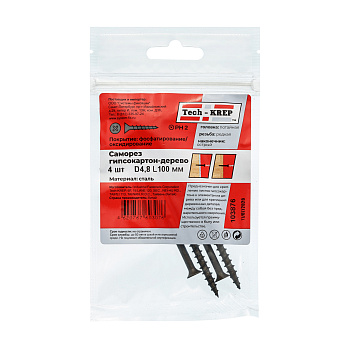 Tech-Krep Саморез ШСГД 4,8х100 (4 шт) - пакет 103876