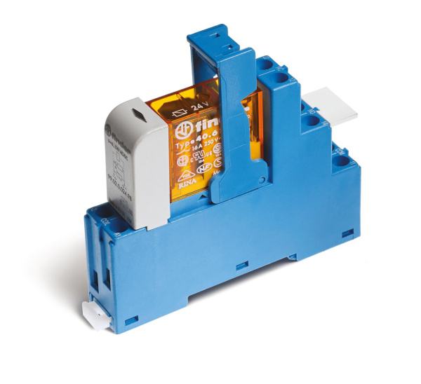 Finder Интерфейсный модуль (сборка 40.61.8.110.0000 + 99.02.0.230.98 + 95.05SMA), электромеханическое реле; 1CO 16A; контакты AgCdO; питание 110В AC; 486181100060SMA