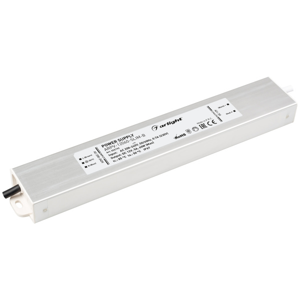 Arlight Блок питания ARPV-12060-SLIM-B (12V, 5.0A, 60W) (IP67 Металл, 3 года) 022192