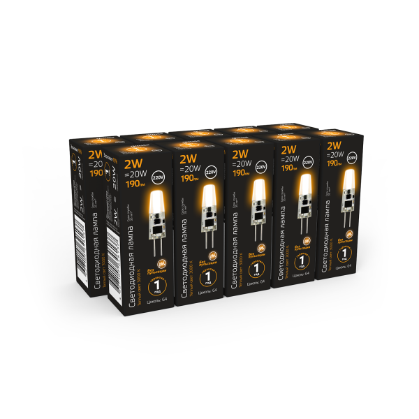 Купить Gauss Лампа G4 AC220-240V 2W 190lm 2700K силикон LED 107707102