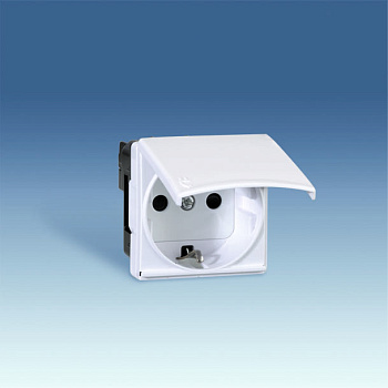 Simon 27 Мех Белая Розетка 2к+з Schuko с крышкой (винтовой зажим), 10/16А 250 27490-35