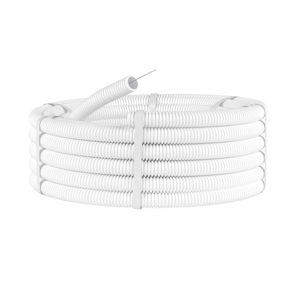 Купить DKC Труба ПЛЛ гибкая гофр. не содержит галогенов д.32мм, ПВ-0, с протяжкой,25м, цвет белый