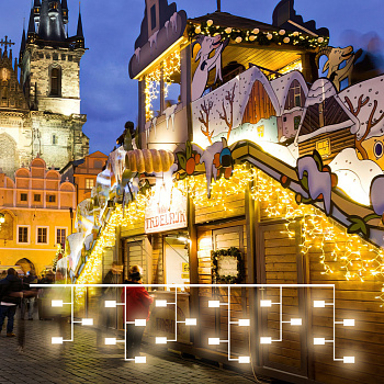 Eurosvet Гирлянда Бахрома 100-101 теплый белый 3*0,6 м IP65 a056075