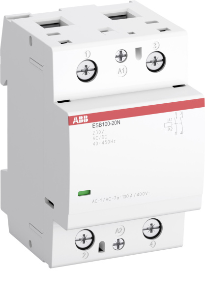 ABB Контактор ESB100-20N-01 модульный (100А АС-1, 2НО), катушка 24В AC/DC 1SAE361111R0120