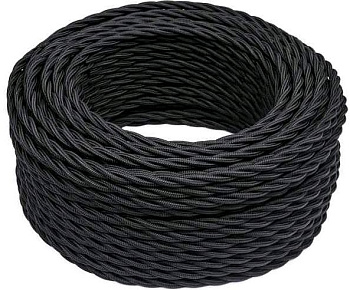 BIRONI Черный матовый Витой провод 2*0,75 50м B1-422-73-50