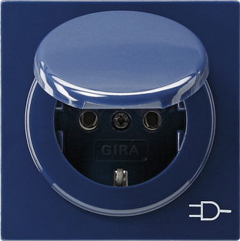 Gira S-Color Синий Розетка с з/к и крышкой 045446