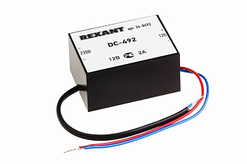 Блок питания стабилизированный 12В, 2А, внутренняя установка DC-492 Rexant 34-0492