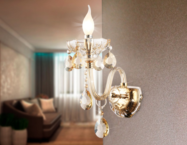 Купить Ambrella Настенный светильник с хрусталем TR4912 GD/TI золото/янтарь E14 max 40W 294*160*246