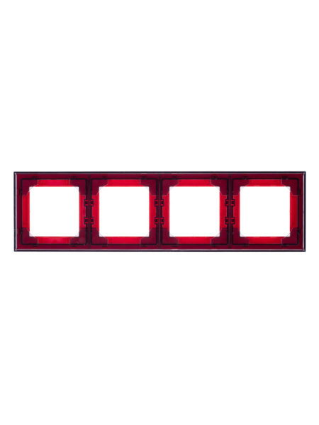 Купить ABB EPJ Levit красный / дымчатый чёрный Рамка 4 поста 2CHH015040A6065