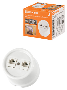 TDM Розетка двойная компьютерная RJ45 белая «Болонь» SQ1820-0051