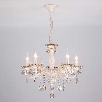 Eurosvet Люстра с тонированным хрусталем 3281/5 белый с золотом / тонированный хрусталь 00000063382