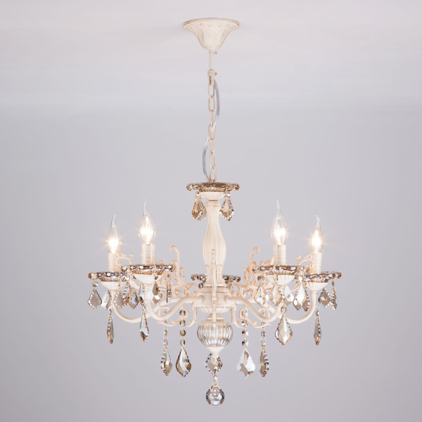 Eurosvet Люстра с тонированным хрусталем 3281/5 белый с золотом / тонированный хрусталь 00000063382