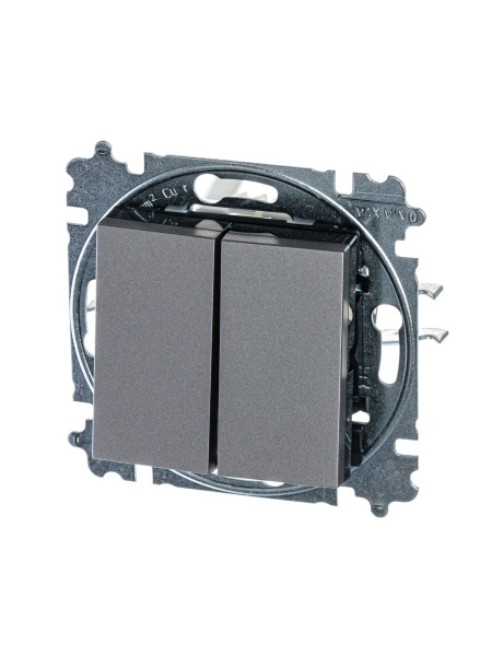 Купить ABB EPJ Levit сталь / дымчатый чёрный Выключатель 2-клавишный 2CHH590545A6069