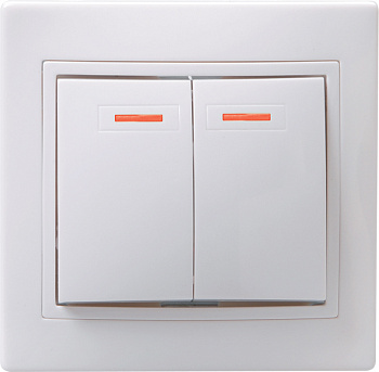 IEK KVARTA ВС10-2-1-КБ Выключатель 2кл с инд. 10А (белый)