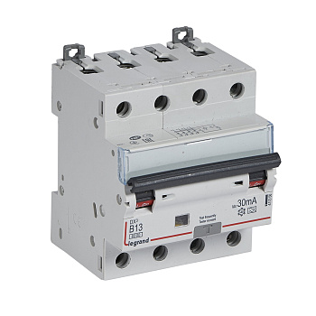 Legrand DX3 Автоматический выключатель дифференциального тока 4P 13A (B) 30MA-A 411356