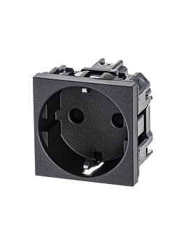 ABB NIE Zenit Антрацит Розетка с/з с защитными шторками, винт. зажим, 2 мод 2CLA228800N1801