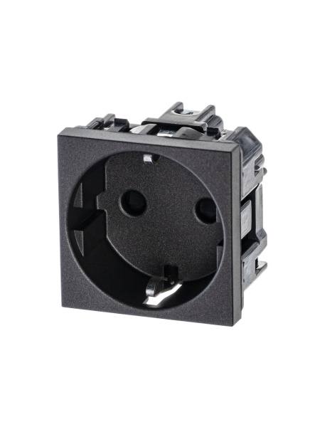 ABB NIE Zenit Антрацит Розетка с/з с защитными шторками, винт. зажим, 2 мод 2CLA228800N1801