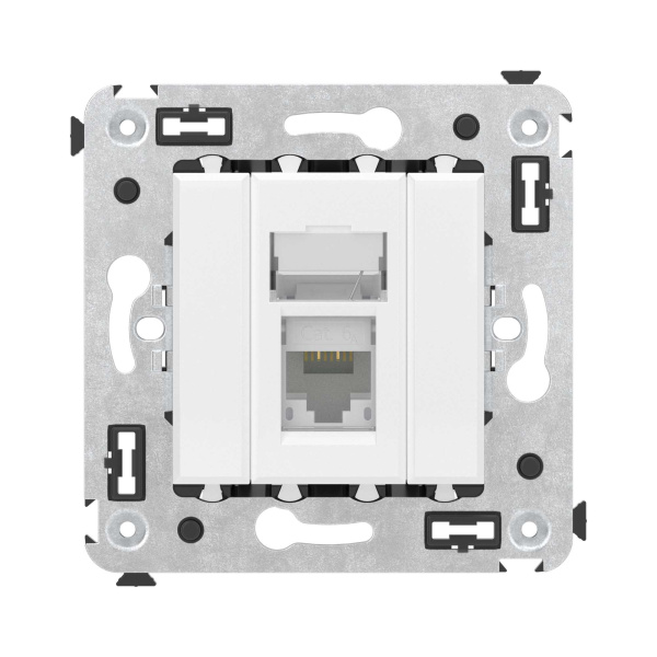 Купить DKC Компьютерная розетка RJ-45 в стену, кат.6А одинарная, "Avanti", "Белое облако"