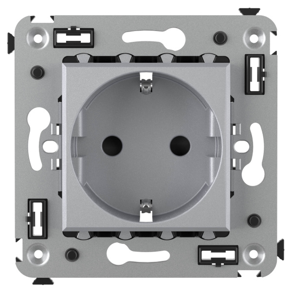 Купить DKC Розетка в стену, 2P+E, с з/ш, "Avanti", "Закаленная сталь"
