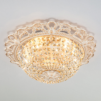 Eurosvet Люстра с хрусталем 3298/5 белый с золотом / прозрачный хрусталь 00000065370