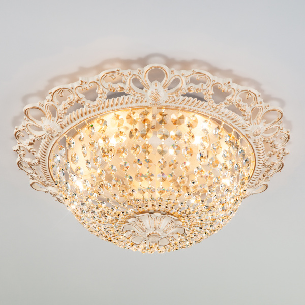 Eurosvet Люстра с хрусталем 3298/5 белый с золотом / прозрачный хрусталь 00000065370