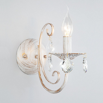 Eurosvet Бра с хрусталем 3305/1 белый с золотом / прозрачный хрусталь 00000063413