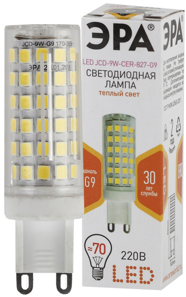ЭРА LED JCD-9W-CER-827-G9 (диод, капсула, 9Вт, тепл, G9)