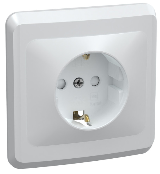 IEK VEGA РСш10-3-ВБ Розетка 1местн. c з/к c защ.штор. 16А ВЕГА (белый)