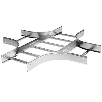 DKC Х-ответвитель 100х400 R-300 в комплекте с крепежными элементами и соединительными пластинами, необходимыми для монтажа