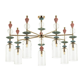 Odeon Light 4855/7C CLASSIC ODL_EX21 золото/раноцветн./керамика/стекло Люстра потолочная E14 7*40W BIZET