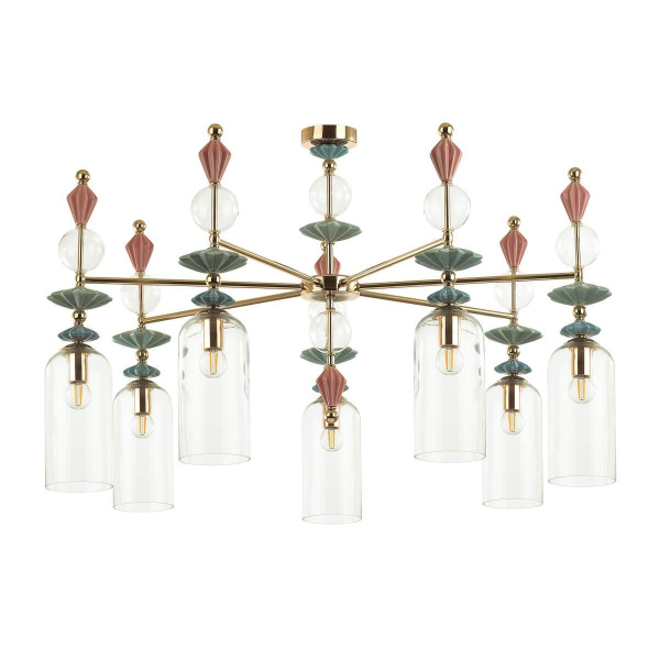 Odeon Light 4855/7C CLASSIC ODL_EX21 золото/раноцветн./керамика/стекло Люстра потолочная E14 7*40W BIZET