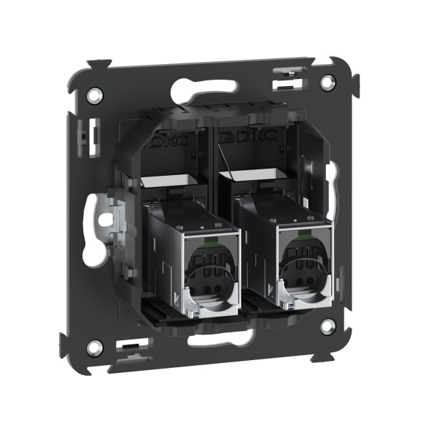 Купить DKC Компьютерная розетка RJ-45 в стену, кат.6 экранированная двойная,"Avanti", "Черный матовый"