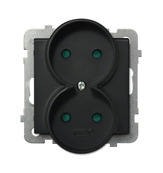 Ospel Sonata Черный металлик Розетка 2-я б/з (для монтажа в многопоставных рамках), без рамки GP-2RR/m/33