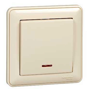 Systeme Electric Wessen 59 Беж Выключатель 1-клавишный с подсветкой 10А (в сборе)
