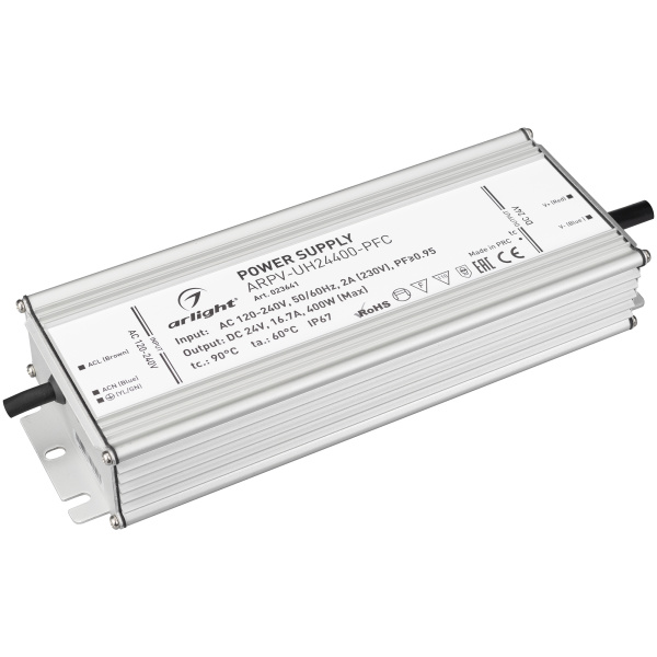 Arlight Блок питания ARPV-UH24400-PFC (24V, 16.7A, 400W) (IP67 Металл, 7 лет) 023641