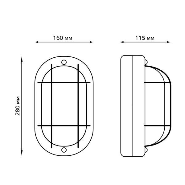 Купить Gauss Светильник НБП IP54 280*160*115 овал с решеткой под лампу Е27 max 100W, 1/8 926602211