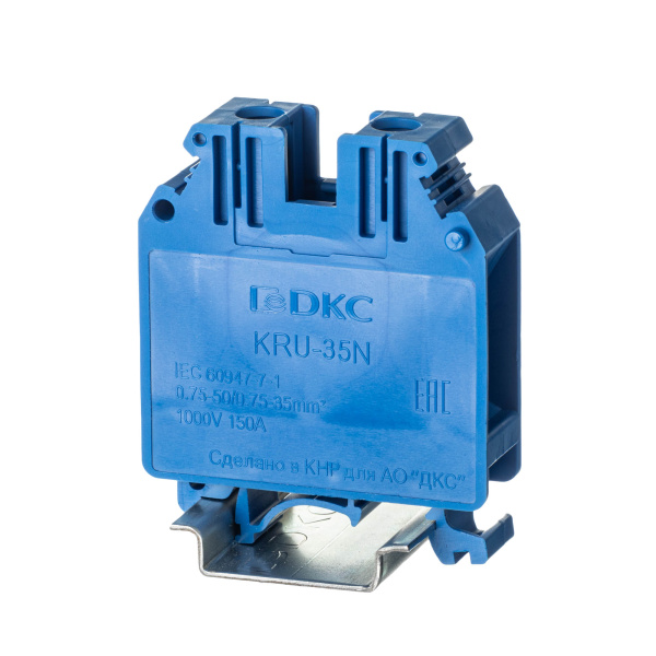 DKC Nuputuk Клемма проходная, винтовой зажим, 2 точки подключения, 35 кв.мм, синяя