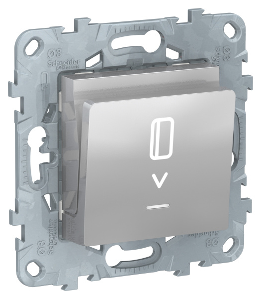 Купить SE Unica New Алюминий Выключатель карточный, с подсветкой, 10А NU528330