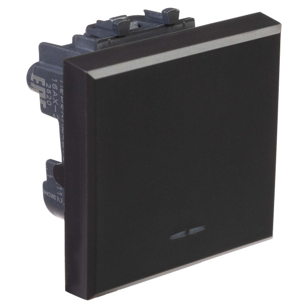 Купить DKC Переключатель одноклавишный модульный, "Avanti", "Черный матовый", 2 модуля