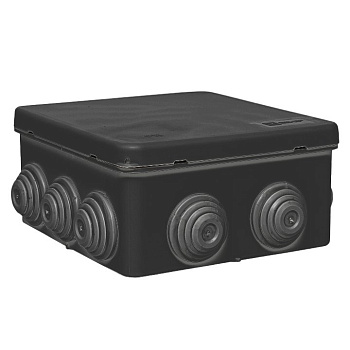 EKF Коробка распределительная КМР-030-014 с крышкой (100х100х50), 10 мембр. вводов чёрная IP55