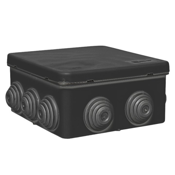 EKF Коробка распределительная КМР-030-014 с крышкой (100х100х50), 10 мембр. вводов чёрная IP55