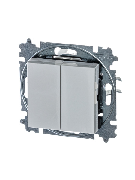 ABB EPJ Levit серый / белый Переключатель 2-клавишный 2CHH595245A6016