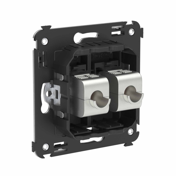 Купить DKC Компьютерная розетка RJ-45 без шторки в стену, кат.6А двойная экранированная, "Avanti", "Черный матовый"