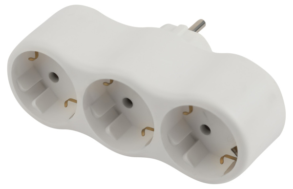 ЭРА Разветвитель электрический SPx-3e-W на 3 розетки с заземлением 16А белый