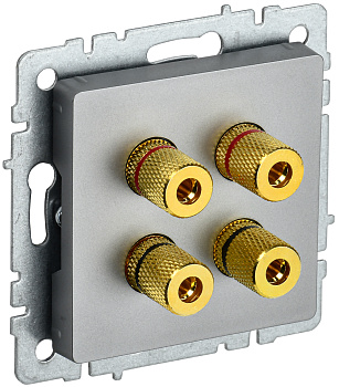 IEK BRITE BASE Сталь Аудиорозетка 4-мест. РА10-БрС
