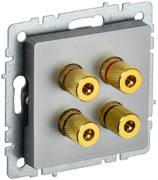 IEK BRITE BASE Сталь Аудиорозетка 4-мест. РА10-БрС