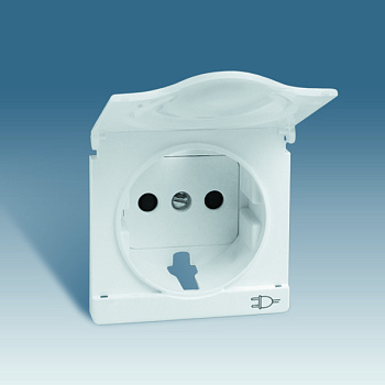 Simon 82 Алюминий Накладка розетки 1-ая с/з с крышкой 82090-33