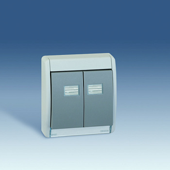 Simon 44 Aqua Серая Рамка с двойной клавишей, с подсветкой 4400026-035